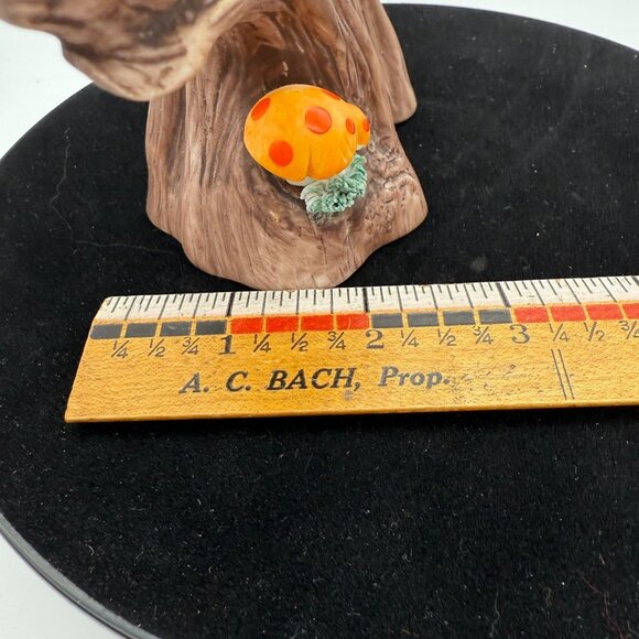 Vtg 70s Ardco Owl Family Bisque Porcelain Planter Bud Vase Tree Stump Mushroom - Picture 13 of 14